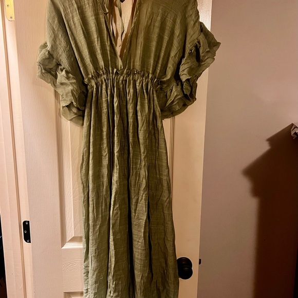 SHEIN Green Flutter Sleeve Plunge Maxi Sundress/Bathing suit cover up - Picture 6 of 6